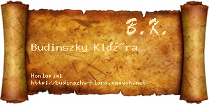 Budinszky Klára névjegykártya